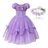 Princess Birthday Party Ball Gown With Puff Sleeve & Accessories.