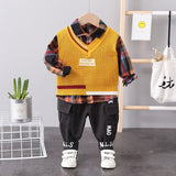 Baby Boys Stylish 3pc Set. Vest/Cardigan, Shirt, & Pants. Ages 9M-4T