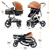 Multifunction 5-IN-1 Baby Stroller Portable Pram High Landscape Infant Cart Luxury Baby Carriage With Car Seat Base