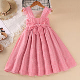 Girls Classy Sleeveless Bow Sash Summer Dress.