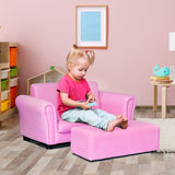 Kids Pink Lounge Sofa With Matching Ottoman