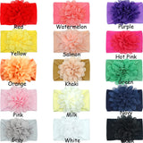 New Born Baby Girl Nylon Headband Wraps With Chiffon Flower (Packs of 13 & 15)