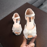 Stylish Pearl Mesh Bowknot Sandals For Girls
