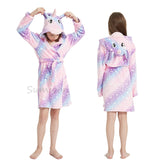 Girls Fleece Unicorn Hooded Bathrobes