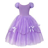 Princess Birthday Party Ball Gown With Puff Sleeve & Accessories.