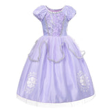 Princess Birthday Party Ball Gown With Puff Sleeve & Accessories.