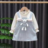 Girls Pocket Pet Overall Dress With Puff Long Sleeve. Ages 12M-7Yrs