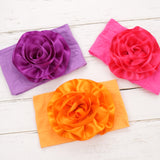 New Born Baby Girl Nylon Headband Wraps With Chiffon Flower (Packs of 13 & 15)