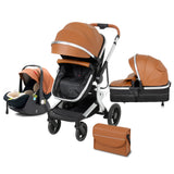 Multifunction 5-IN-1 Baby Stroller Portable Pram High Landscape Infant Cart Luxury Baby Carriage With Car Seat Base