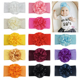 New Born Baby Girl Nylon Headband Wraps With Chiffon Flower (Packs of 13 & 15)