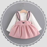 Baby Girls Rabbit Style Long Sleeve Princess Flower Dress