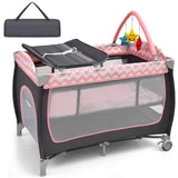 Baby Joy 3 in 1 Baby Portable Playpen & Infant Nursery Center w/ Zippered Door