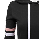 Girls Hooded Stripe Pullover Sweatshirt With Pockets