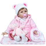 Pretty In Pink, 22" Beautiful Baby Girl Reborn Baby Doll in Teddy Bear Outfit.