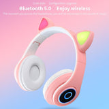 Noise Cancelling Wireless Headphones with RGB Led Light, Foldable Soft Memory Earmuffs, Bluetooth 5.0