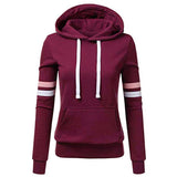 Girls Hooded Stripe Pullover Sweatshirt With Pockets