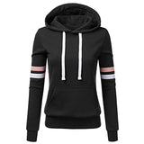 Girls Hooded Stripe Pullover Sweatshirt With Pockets